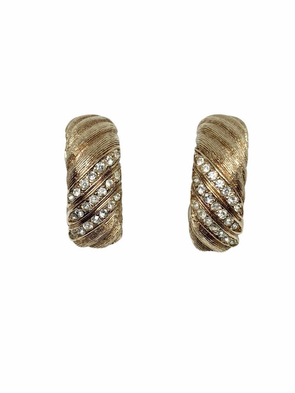 Christian Dior Chr. Dior Germany Vintage Gold-Tone Rhinestone Clip On Earrings